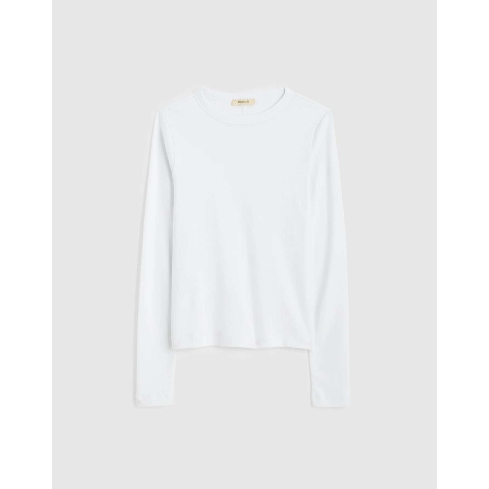 NWT Madewell The '90s Long-Sleeve Tee in Compact Cotton Crewneck White Small